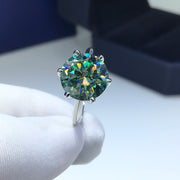 Green Moissanite Engagement Ring 5 Carat Sterling Silver Wedding Jewelry