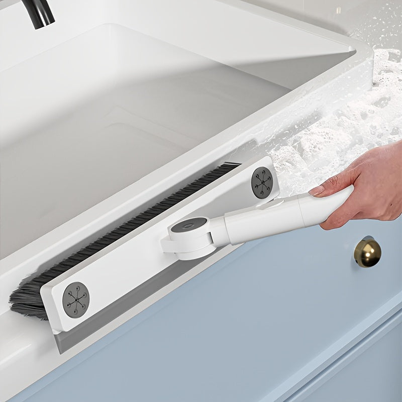 Uy tozalash polni qirib olish cho'tkasi aylanuvchi bosh bilan: Yashash xonasi, hammom, oshxona va hojatxona pollari uchun ko'p maqsadli V-shakl dizayni - Uzoq tutqich va ko'chma foydalanish imkoniyatlari bilan.