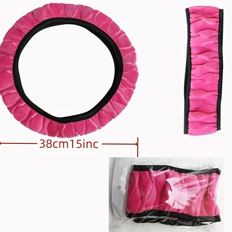 Kulrang qalin tikilgan yumshoq anti-slid universal 15 dyuymli rul qopqog'i, avtomobillar va SUVlar uchun