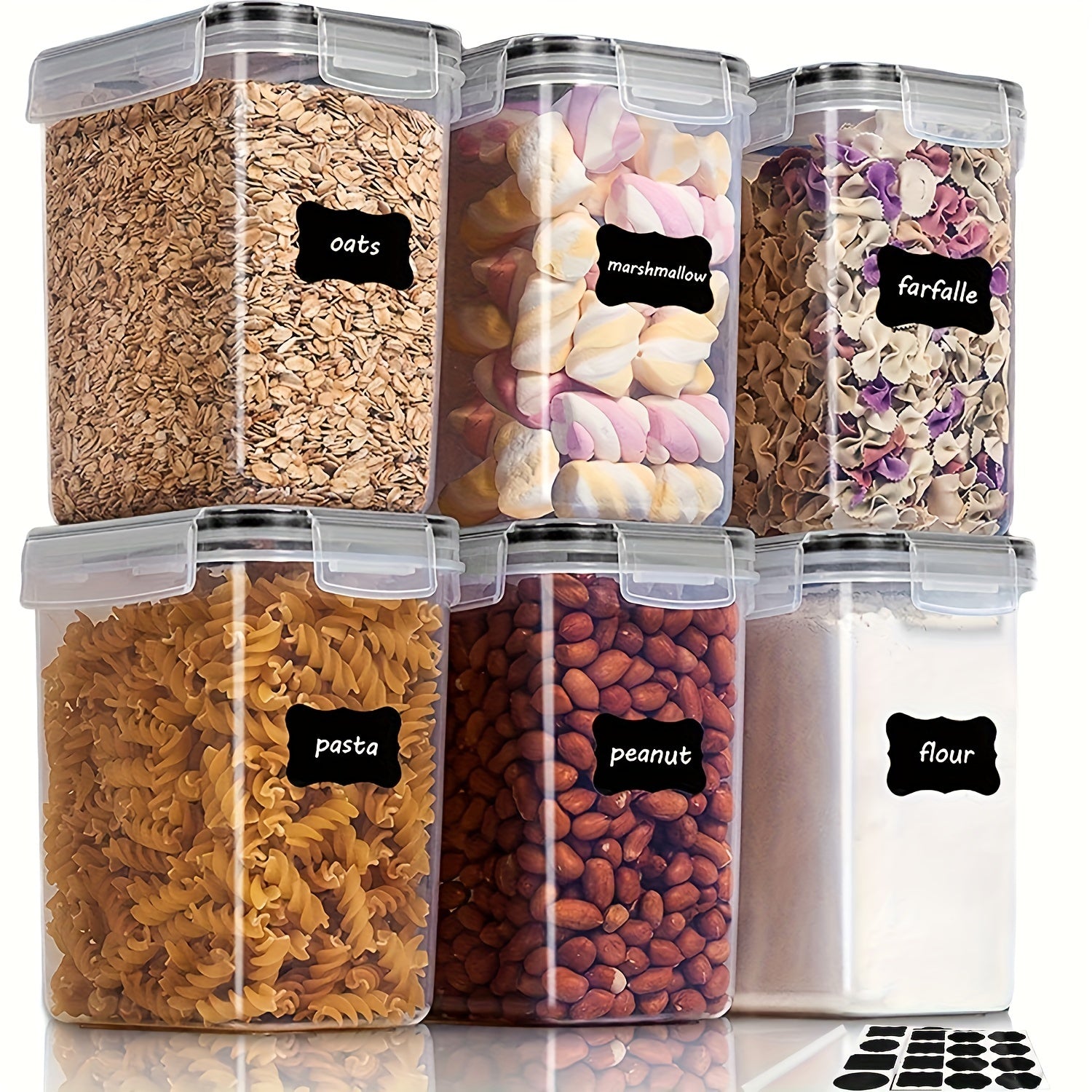 6 or 12 Pcs Food Storage Containers Set 1.6L Airtight BPA-Free Plastic Kitchen Organizer