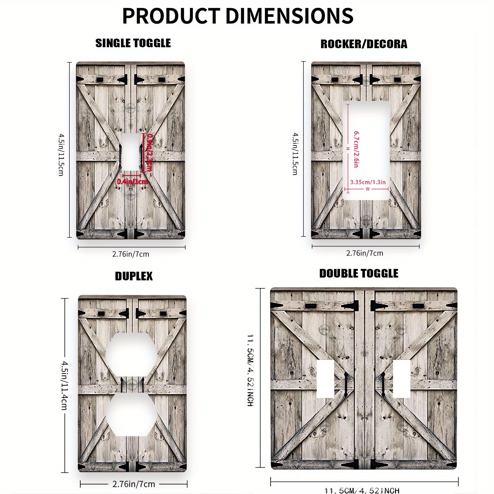 Rustic Farmhouse Wood Plank Wall Plate Cover for Home Kitchen Bathroom