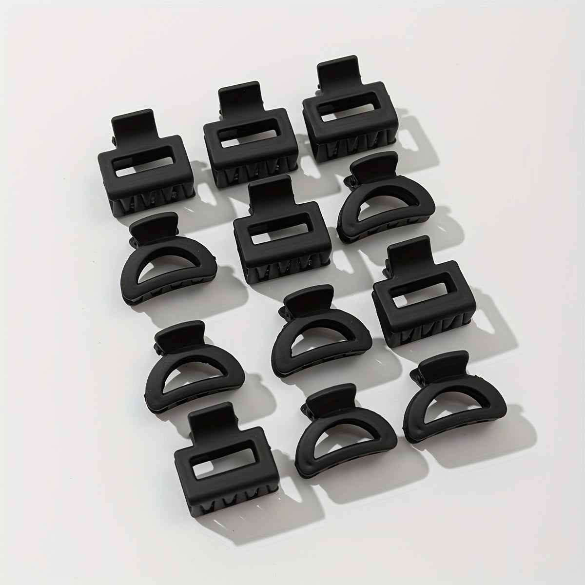 Women's Hair Claw Clips Black Small Square Half-Round Anti Slip Hair Accessories 12 Pack