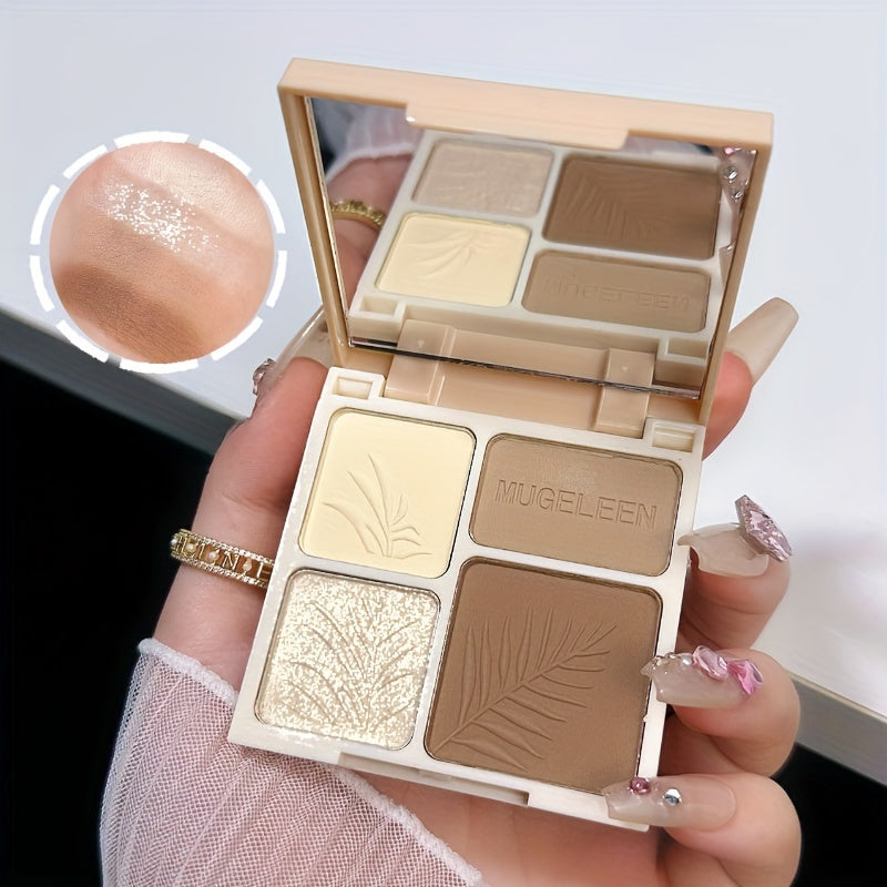 Long-Lasting Matte Highlighter and Bronzer Palette Waterproof Contour Powder for All Skin Tones