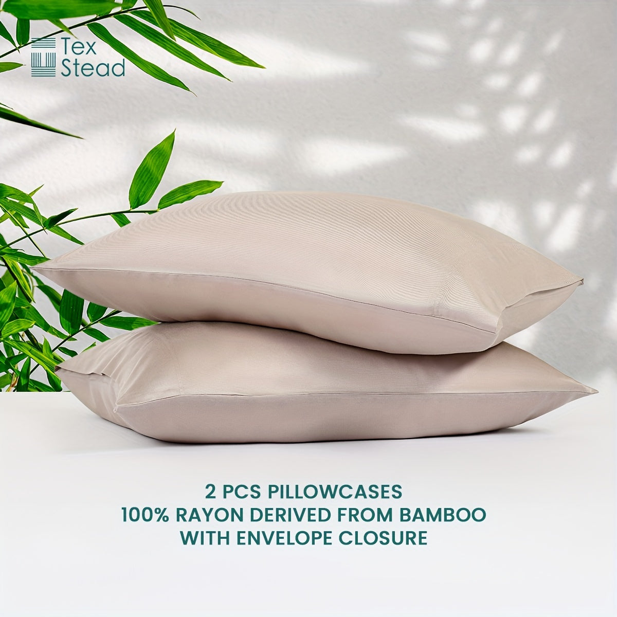 Pink Bamboo Fiber Pillowcases Set Soft Breathable Hypoallergenic Machine Washable