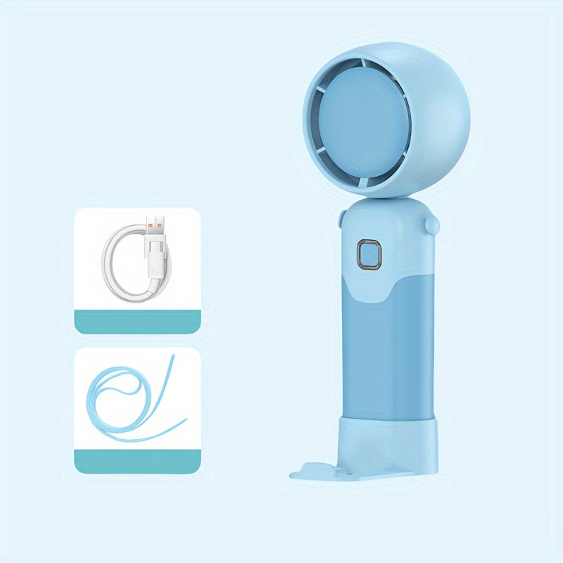 Portable USB Fan with 3-Speed Adjustable Wind, Foldable Design for Handheld, Desktop, or Wearable Use