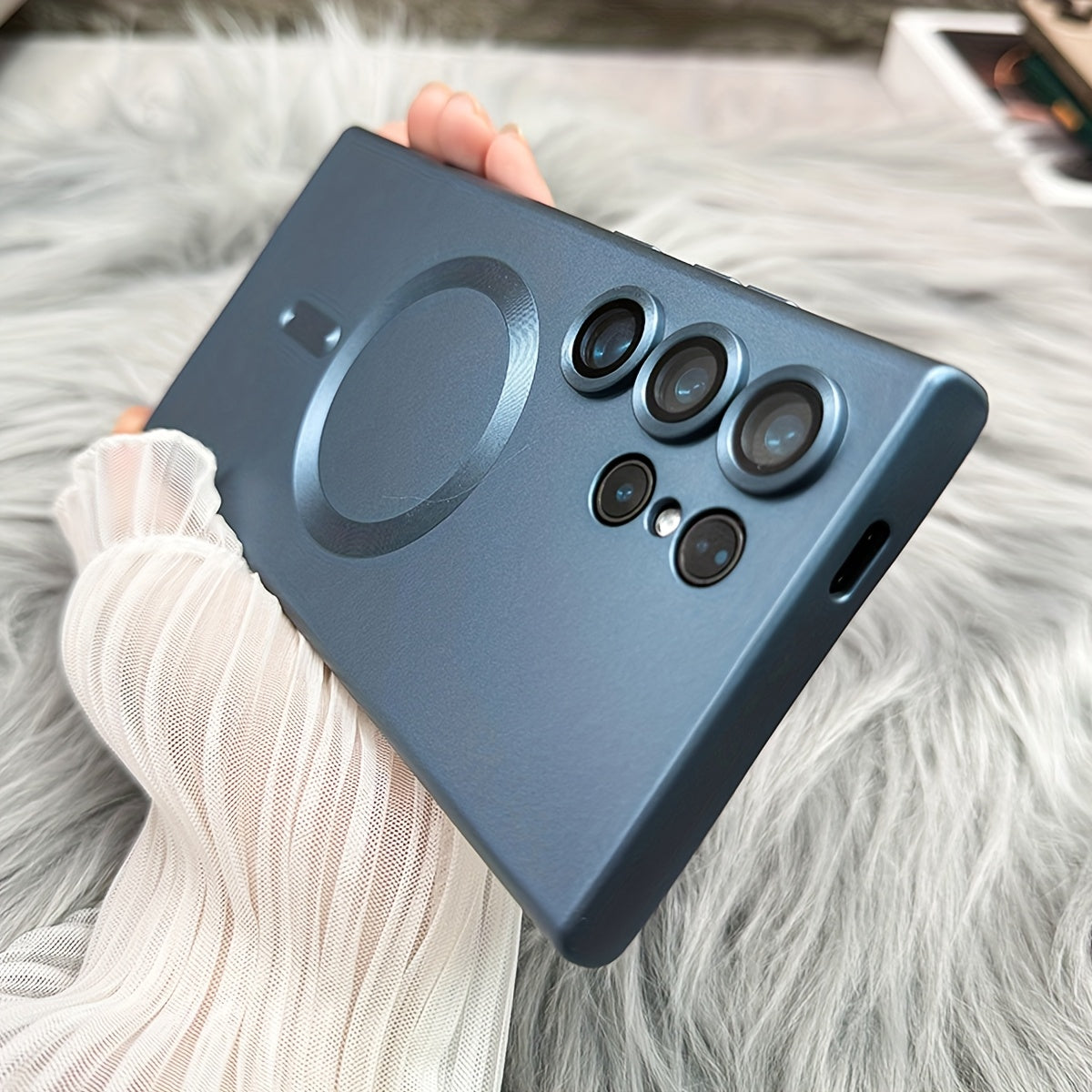 Luxury Matte Magnetic Soft Bumper Phone Case for Samsung Galaxy S21 Ultra Plus with Lens Protector and Wireless Charging