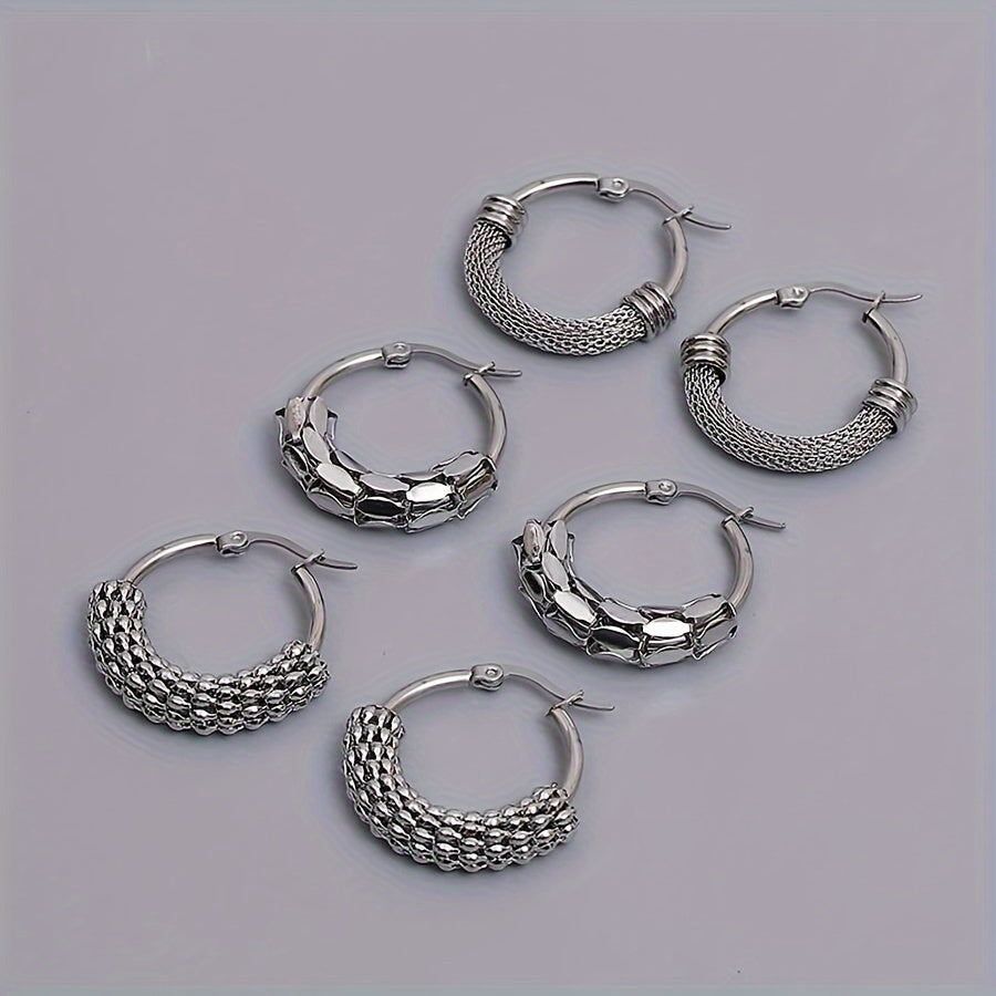 Women’s Stainless Steel Earrings with Gold Hollow Circle Design Stylish European American Style