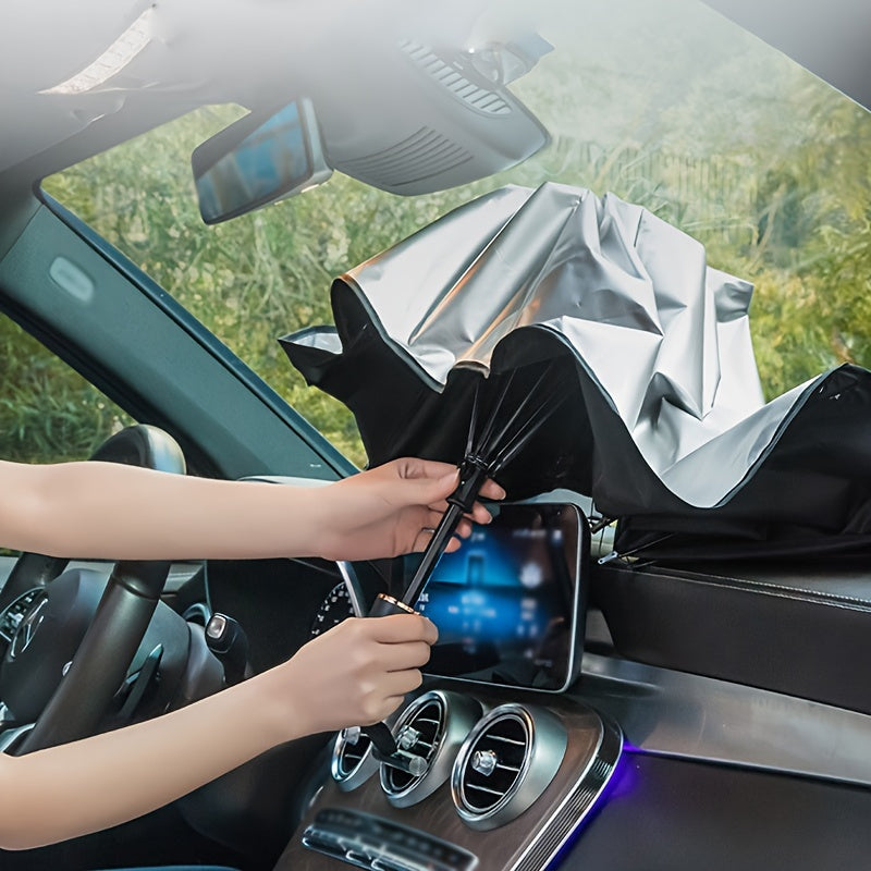 Car Sunshade Foldable UV Protection Windshield Parasol Black