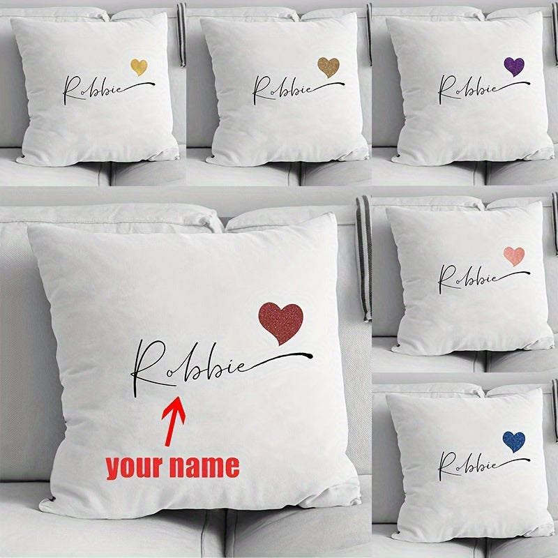 Personalized Velvet Pillowcase with Heart Pattern and Name for Nursery or Home Decor