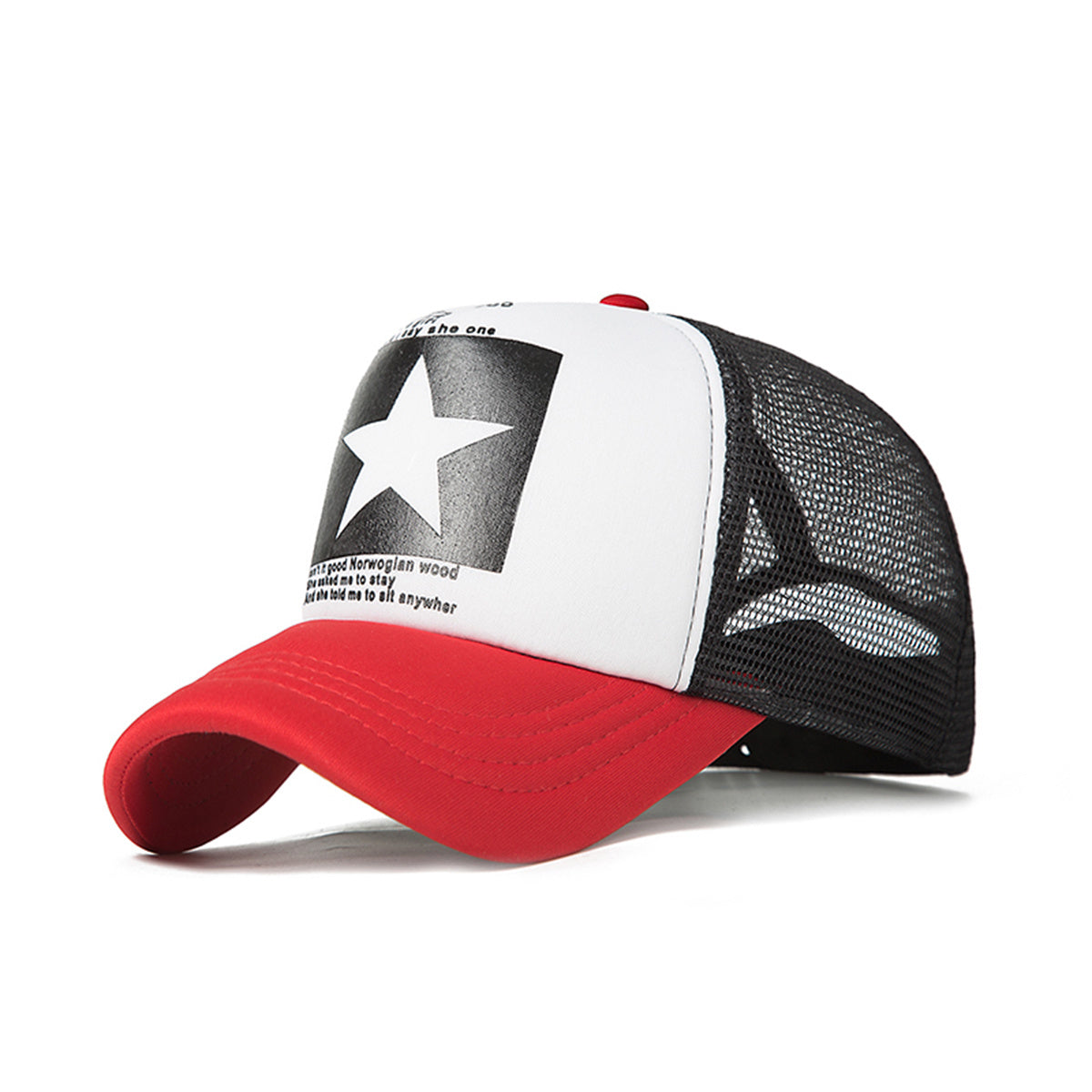 Mesh Baseball Cap with Thin Pentagram Pattern for Summer Wear