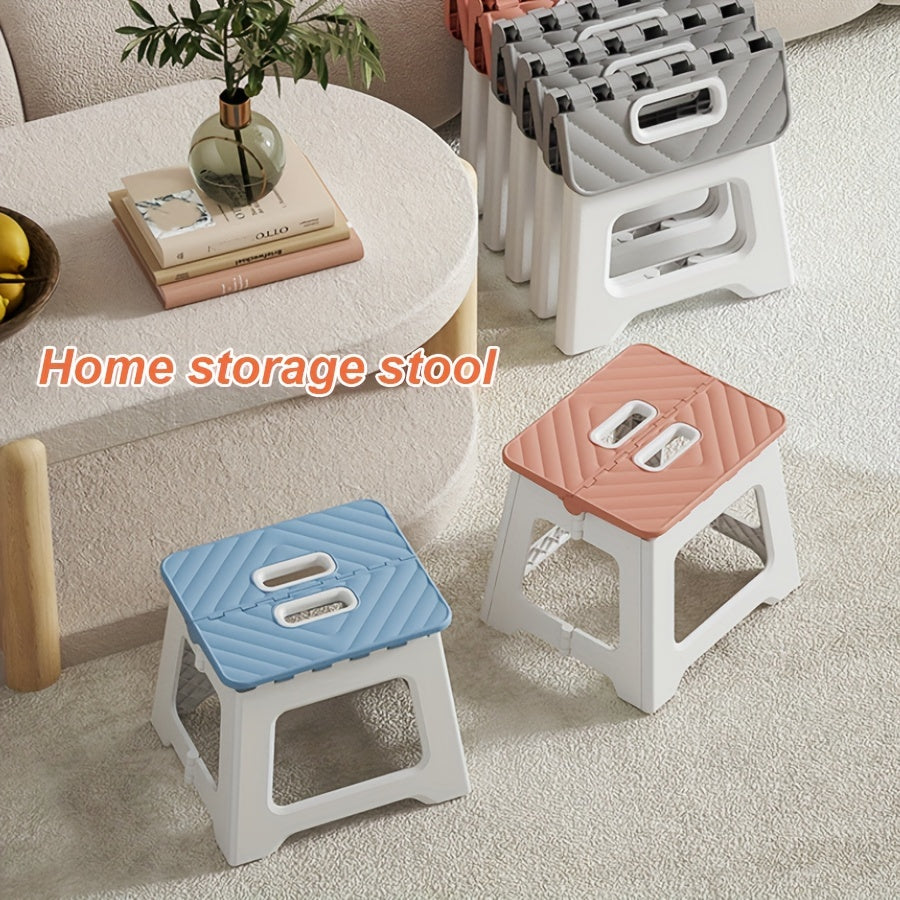 Taburete de plástico plegable de una pieza para uso exterior, asiento portátil y resistente para adultos