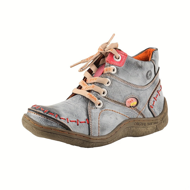 Women's Ankle Boots Leather Casual Flat Heel Zipper Comfort