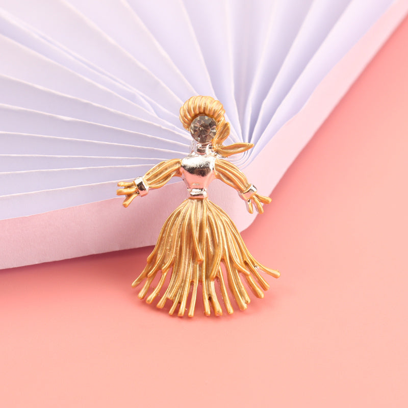 Enamel Pin Vintage Countryside Forest Sunflower Scarecrow Accessory for Coats Hats Shawls