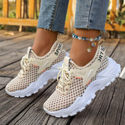 Women's Mesh Casual Sneakers Lightweight Running Shoes White Orange