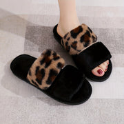 Women's Leopard Print Fuzzy Slippers Non-Slip EVA Sole All-Season Comfort