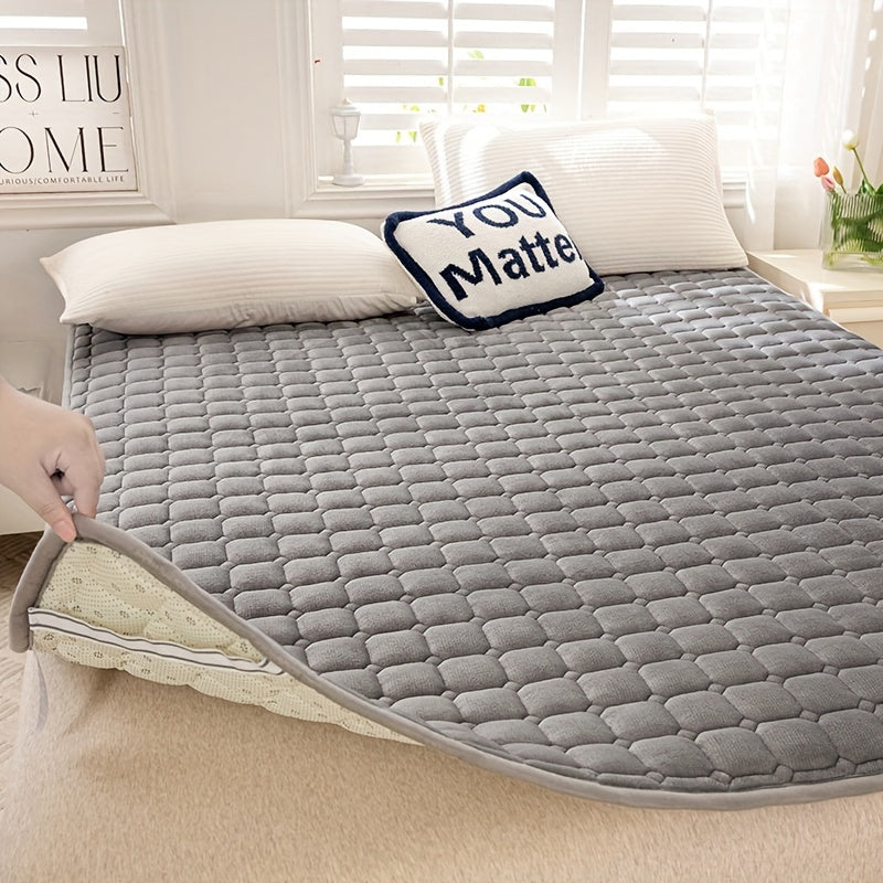 Thick Milk Velvet Checkered Mattress Protector Bedspread Cover for Winter