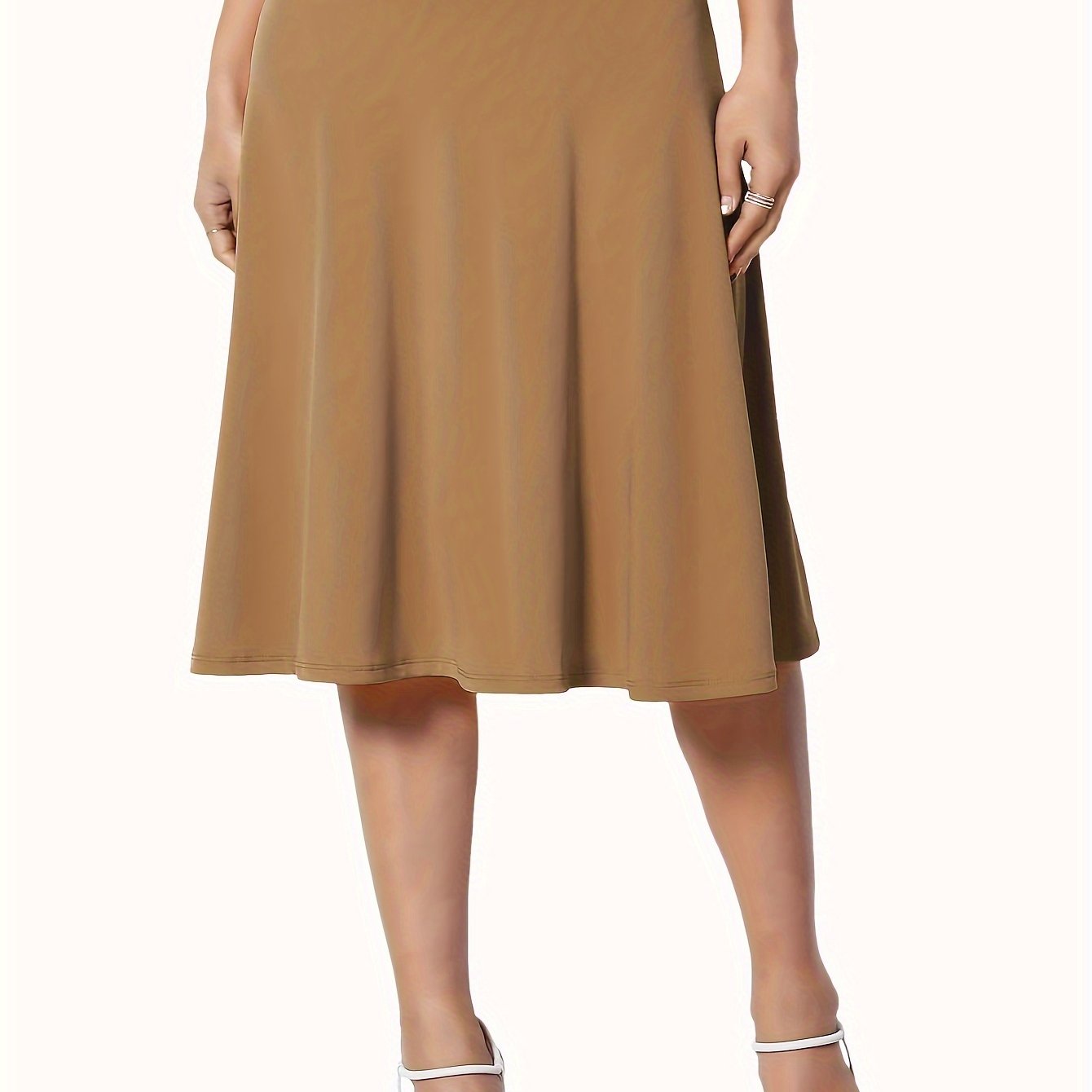 Women's Plus Size Knee Length Swing Skirt Spring Summer Solid Color