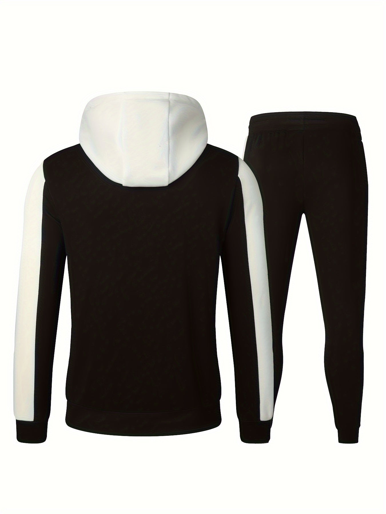 Men's Athletic Two-Piece Set Hoodie and Joggers Breathable Polyester Casual Sportswear for Spring Fall