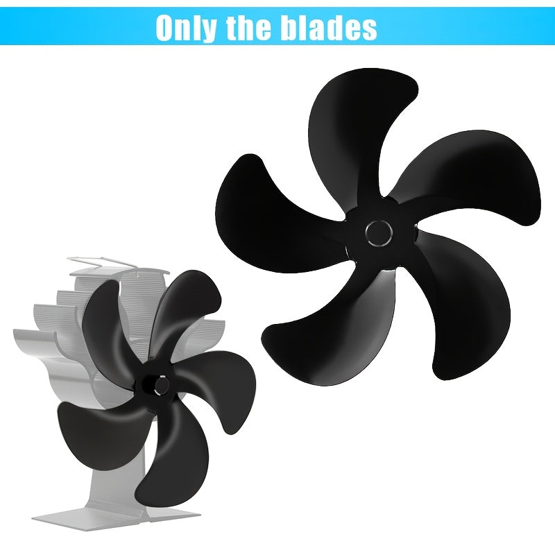 Fireplace Fan Accessories 5-Blade Black Aluminum Alloy 180mm Diameter
