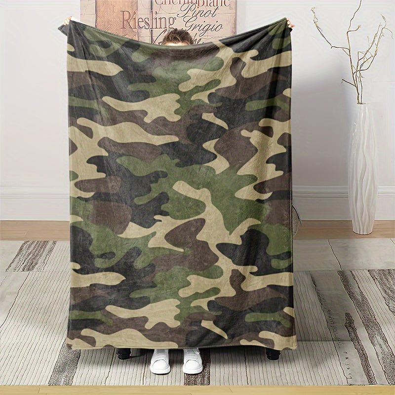 Lightweight Camouflage Blanket Flannel for Teen Boys Men Living Room Outdoor Camping