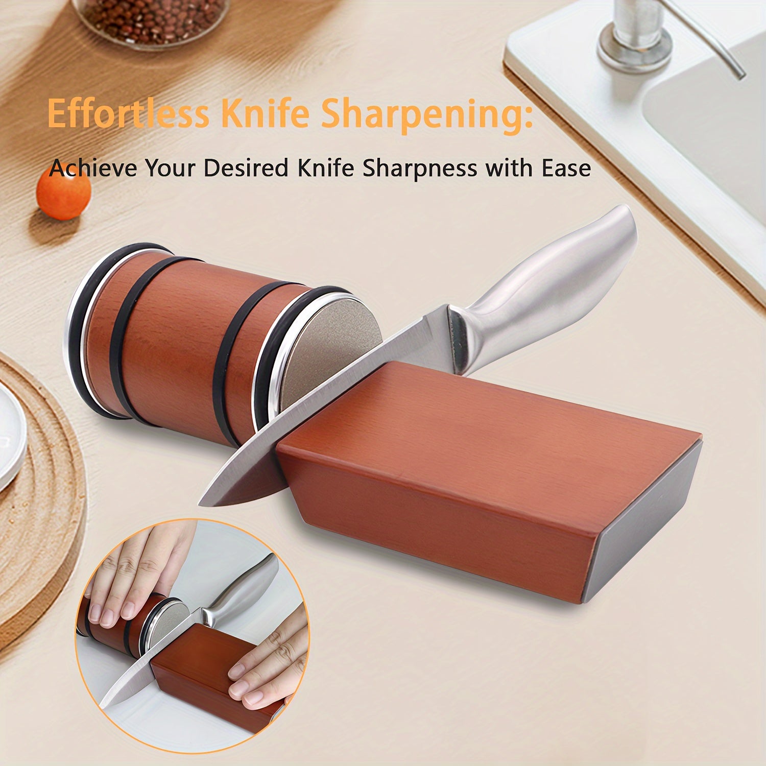 Zanglamaydigan po'latdan yasalgan oshxona pichog'ini silliqlash to'plami, magnitli burchaklar bilan, qo'lda ishlash