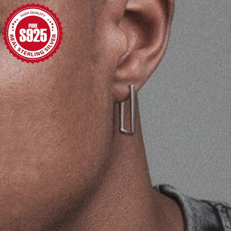 Women’s Silver Geometric Rectangular Earrings Lightweight Hypoallergenic Stylish