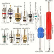 Set of 100 Air Conditioner Valve Cores with 2 Wrenches Replacement Tool