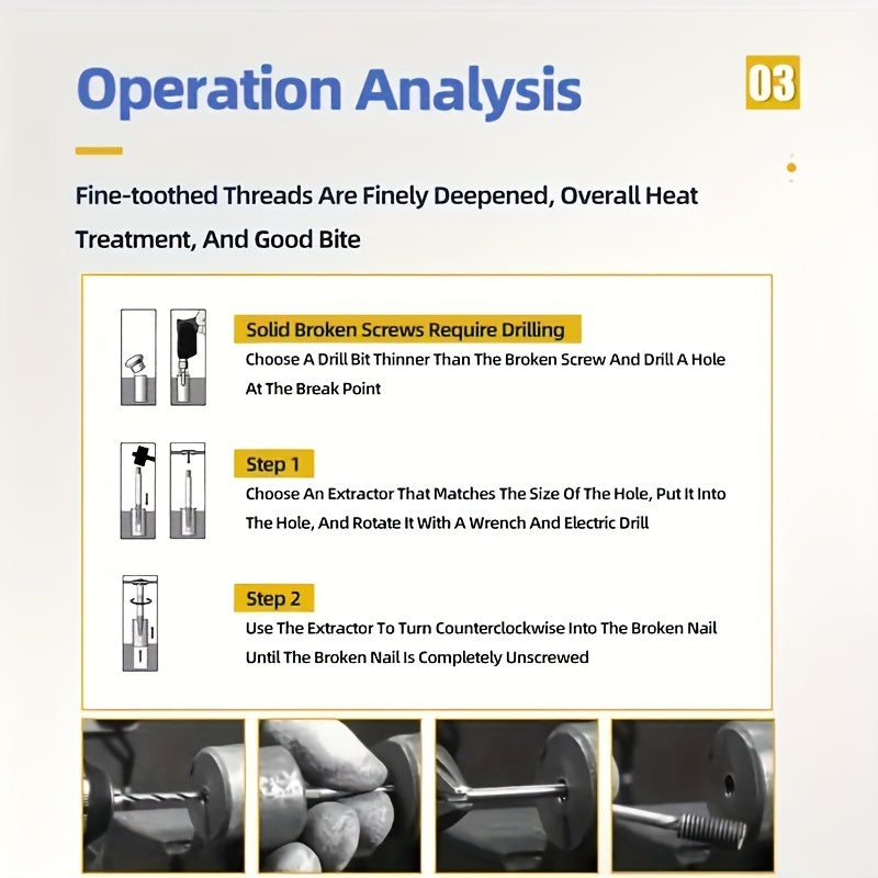 6-Piece Metal Screw Extractor Set for Broken Bolts and Damaged Screws