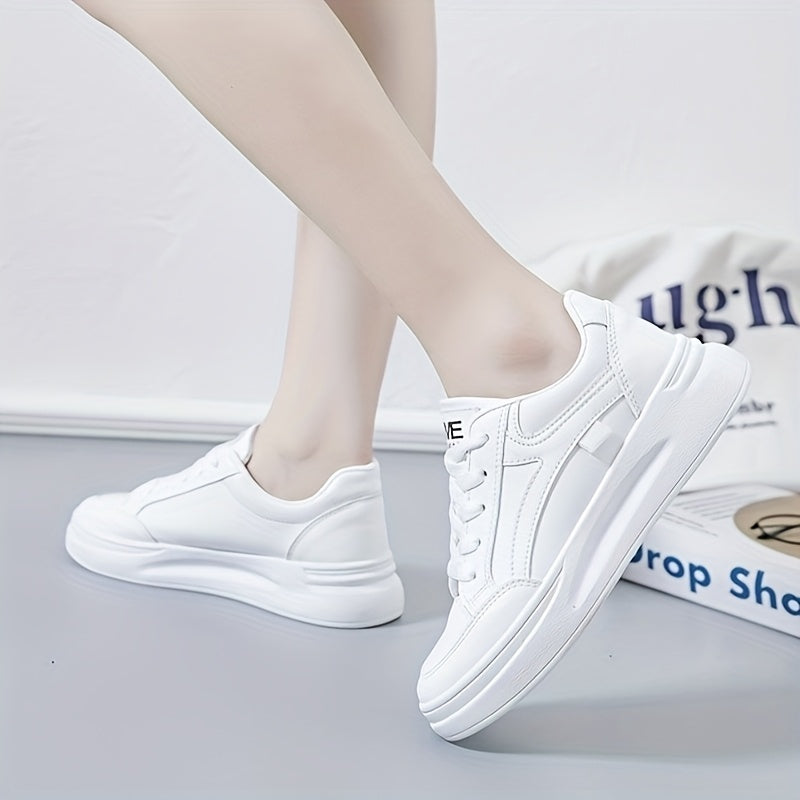 Women's White Low-Top Sneakers with Mint Green Accents Casual Shoes for All-Season Outdoor Use