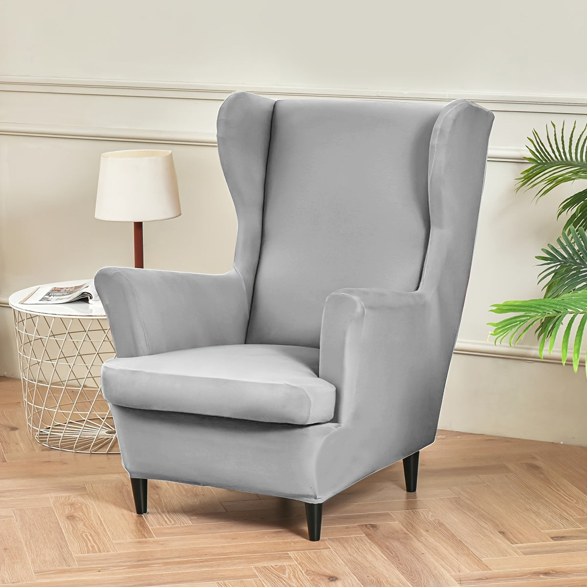 Yumshoq rangli qanot shaklidagi divan qopqog'i uchun yashash xonasi va yotoq xonasi