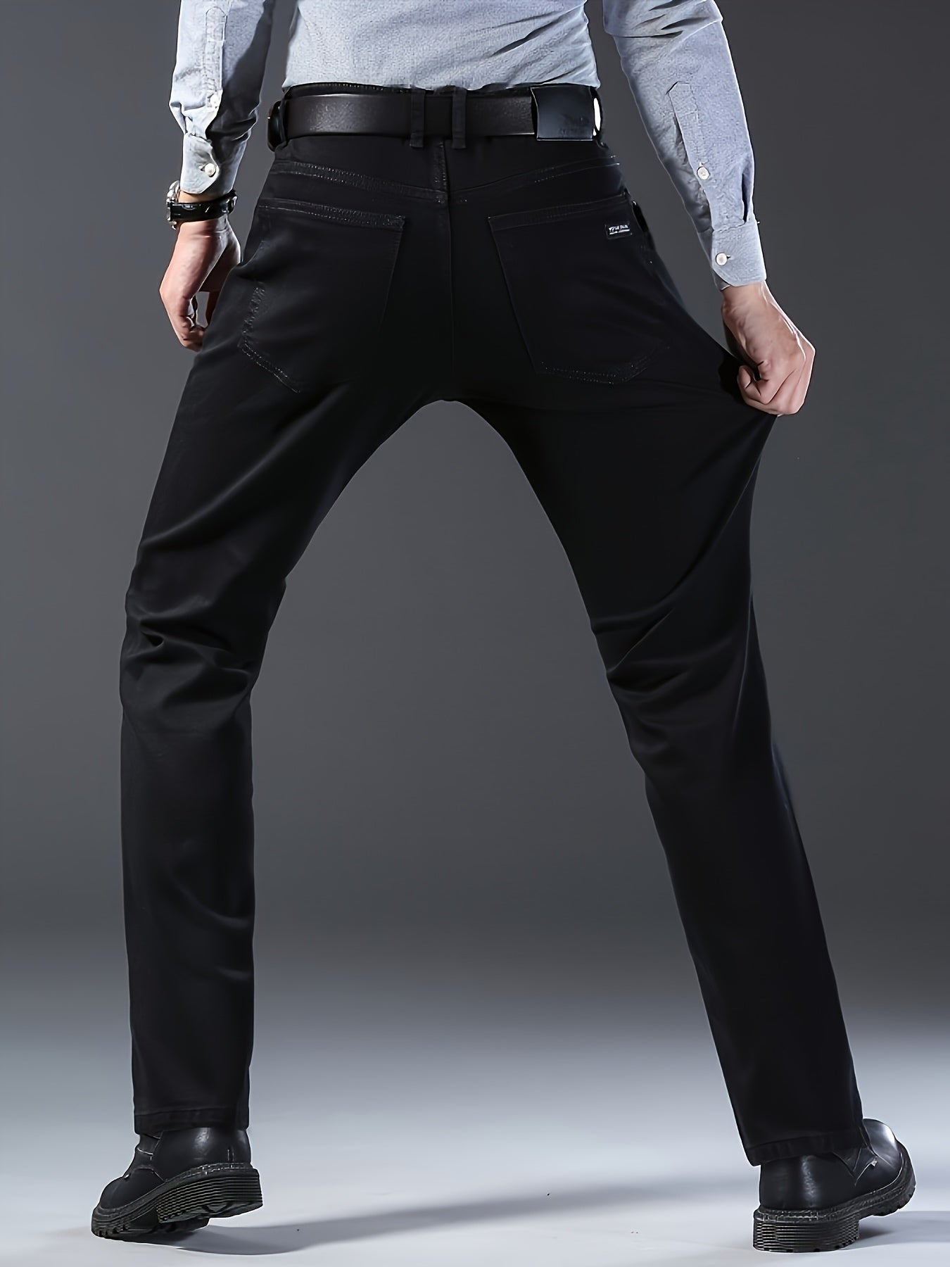 Men's Slim Fit Stretch Denim Jeans Black All-Season Casual Business