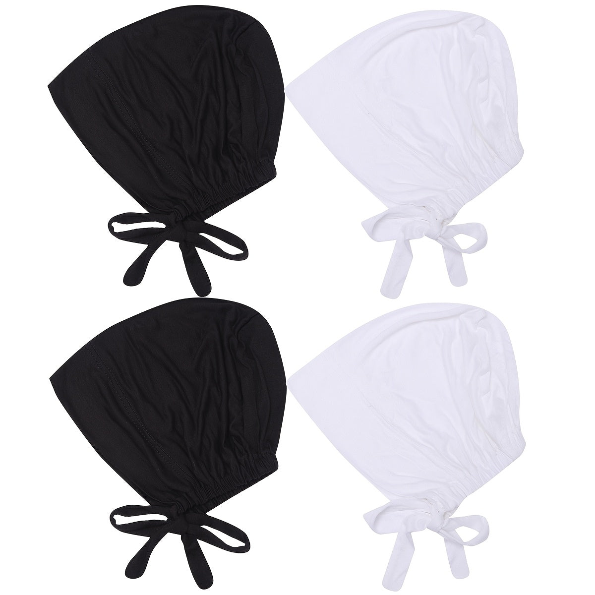 Set de 4 gorras internas de modales ajustables para hijab, transpirable, elásticas y con cordón, para mujeres