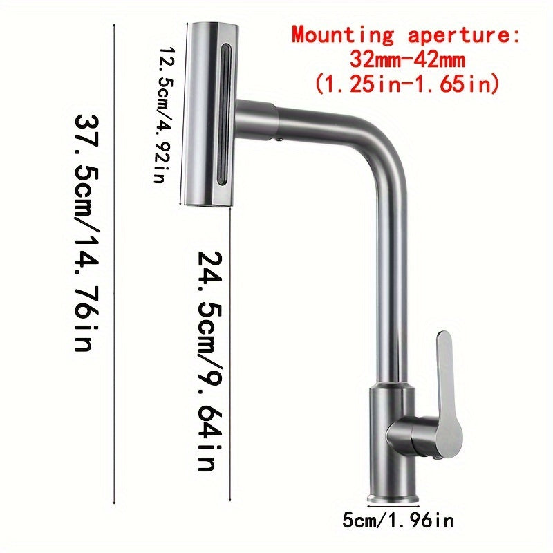 Commercial Kitchen Faucet with Sprayer Rotary Spout Single-Handle Mixer Space-Saving Design