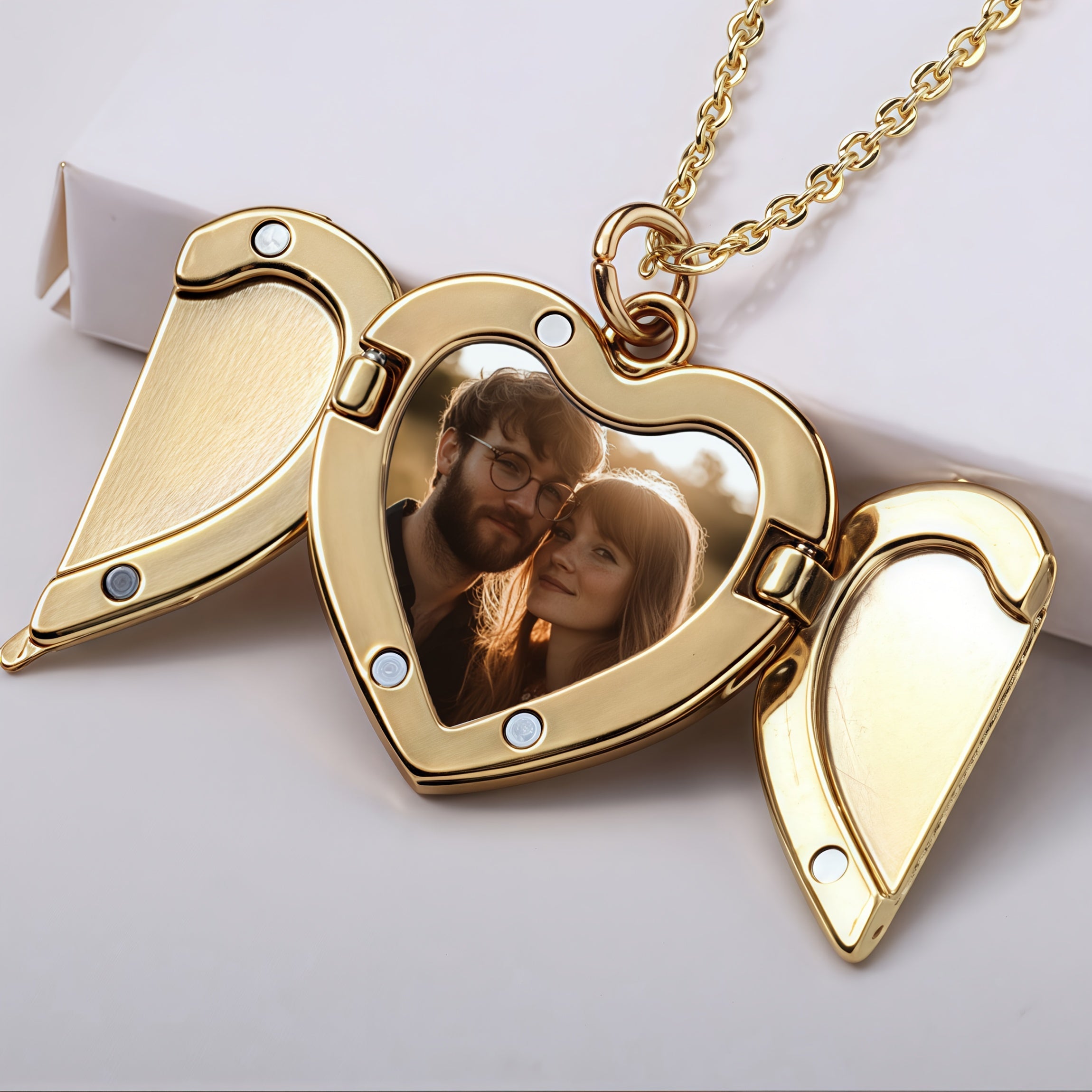 Heart Pendant Necklace with Custom Photo Print Valentine Gift for Couples Alloy Jewelry