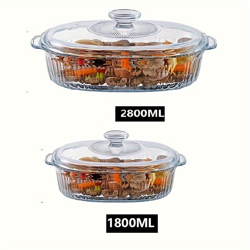 Double-Ear Glass Pot with Lid, Large Capacity, Lead-Free High Borosilicate