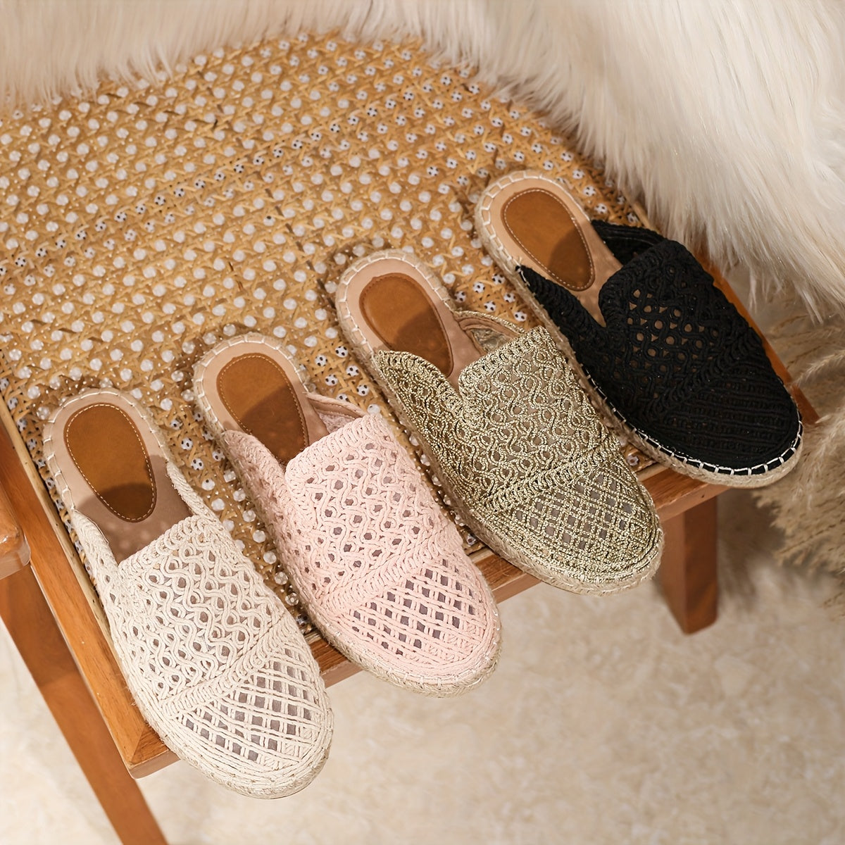 Women's Espadrille Flats Breathable Slip-On Summer Shoes