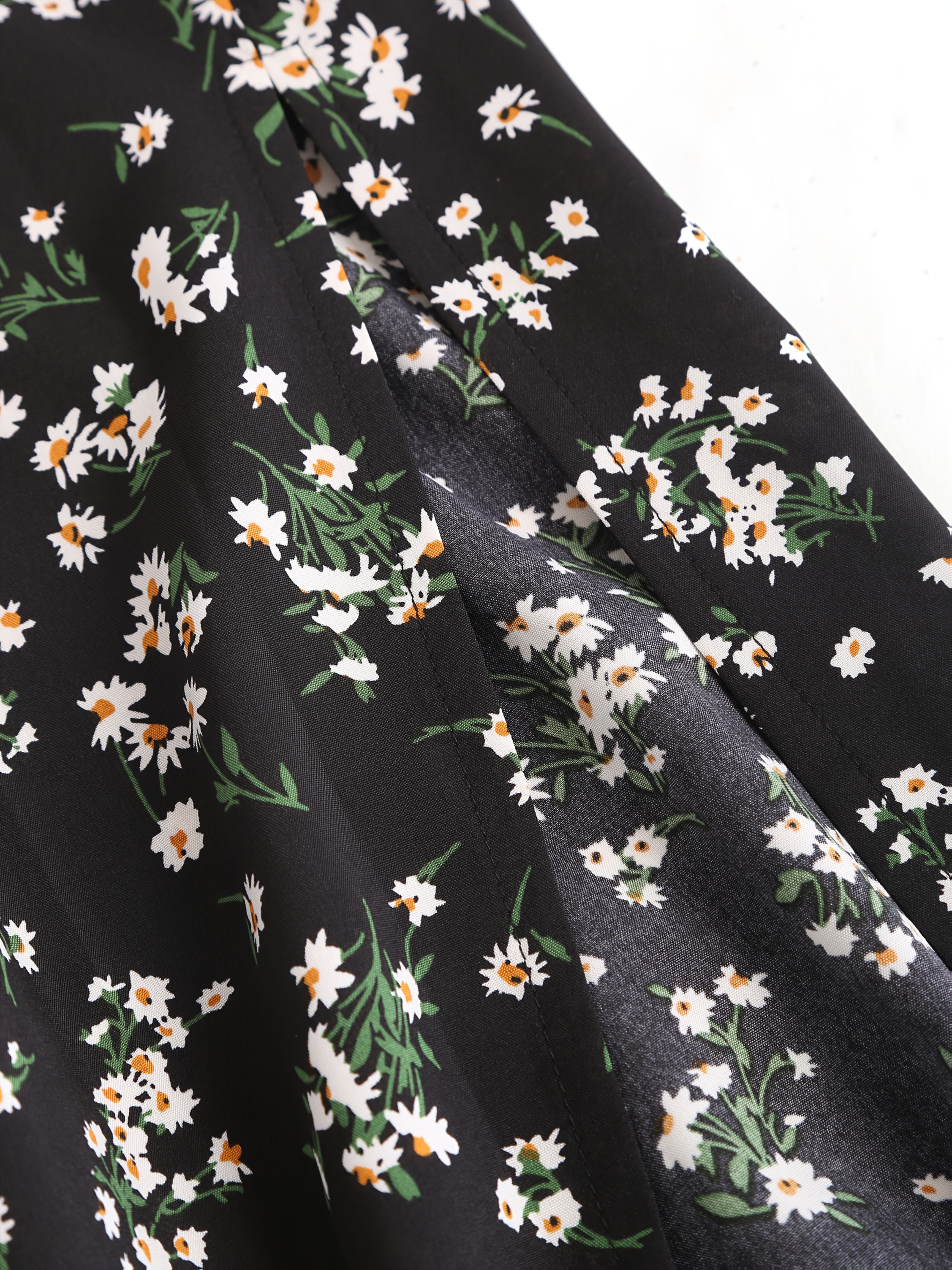 Plus Size Women's Floral Wide Leg Waist-Cinched Split Pants