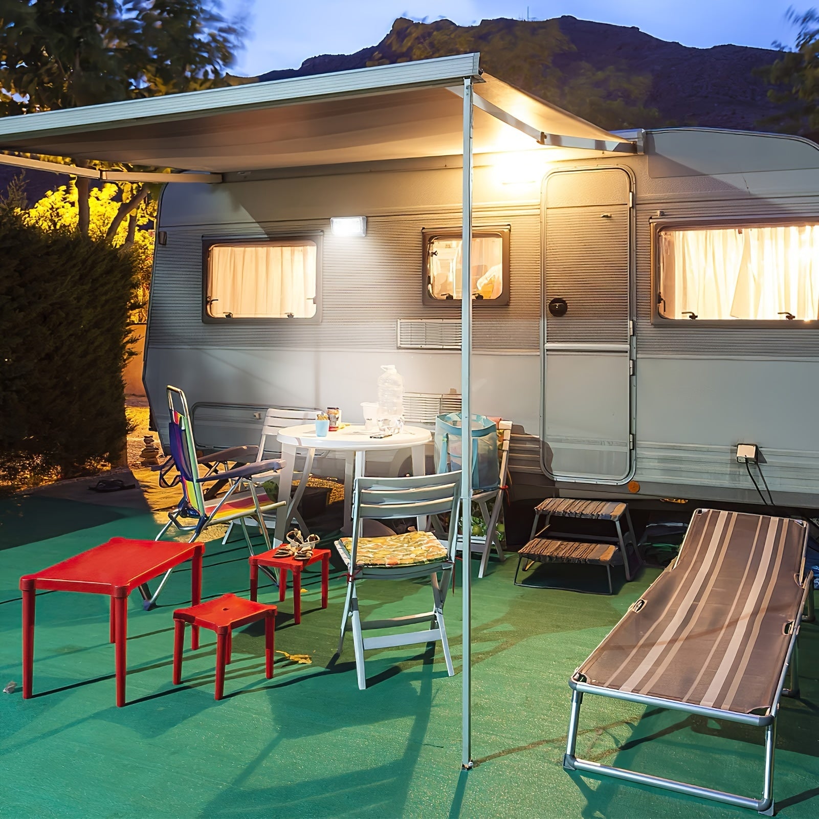 RV Exterior Light Strip Switch 12V 320 Lumens White Base Amber Lens