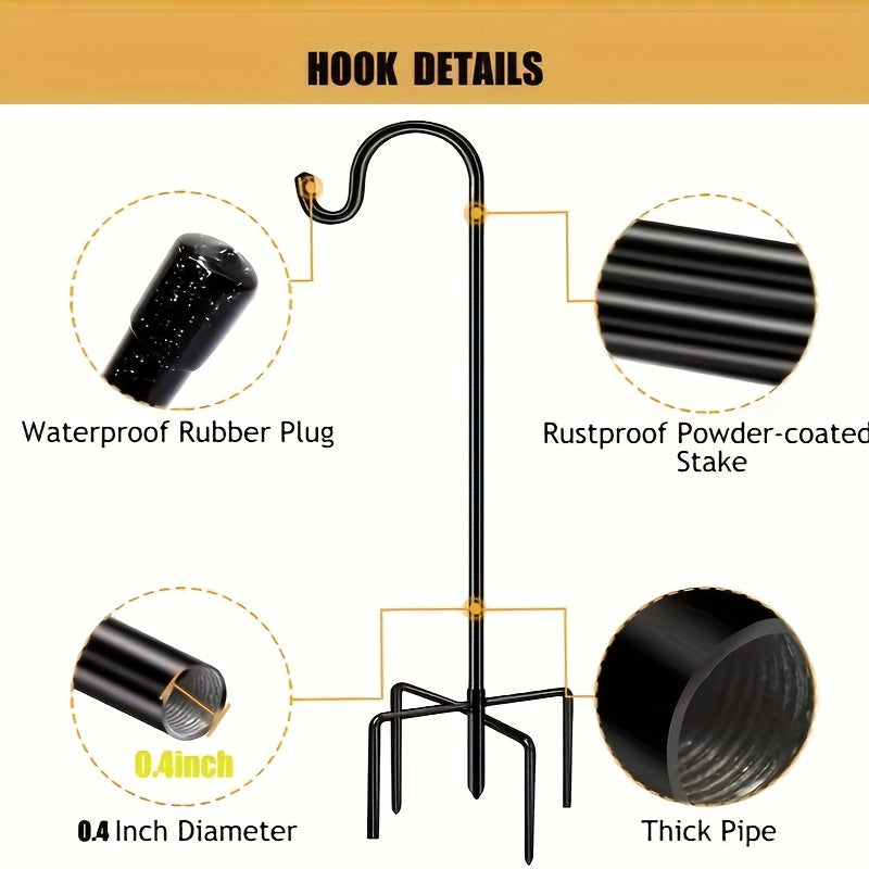 Heavy Duty Garden Shepherd Hooks for Bird Feeders Plant Baskets Solar Lanterns