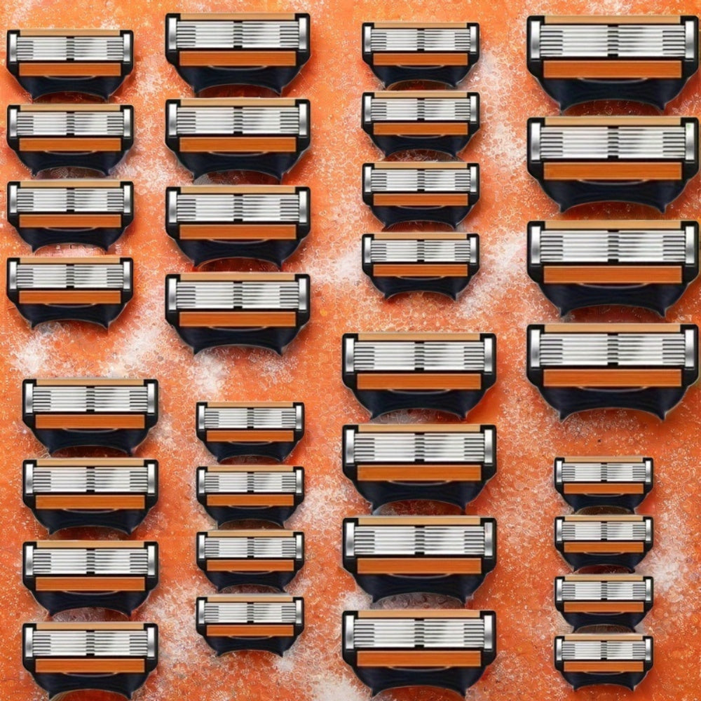 Men Stainless Steel Razor Blades Refills, 6-Layer, All Skin Types