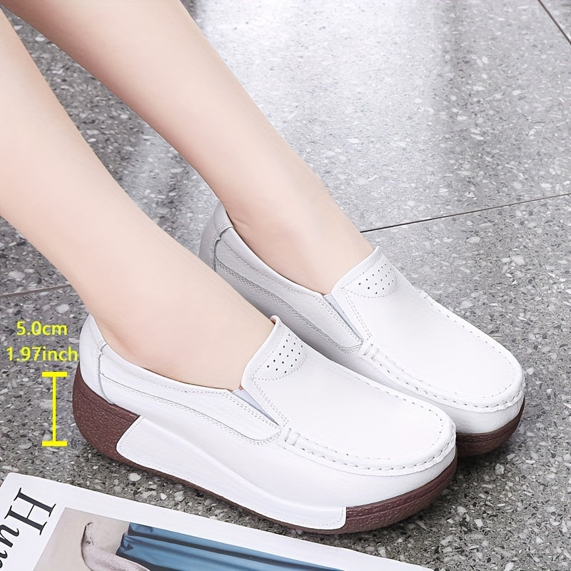 Women's Slip-On Platform Sneakers with Thick Sole and Round Toe for All Seasons