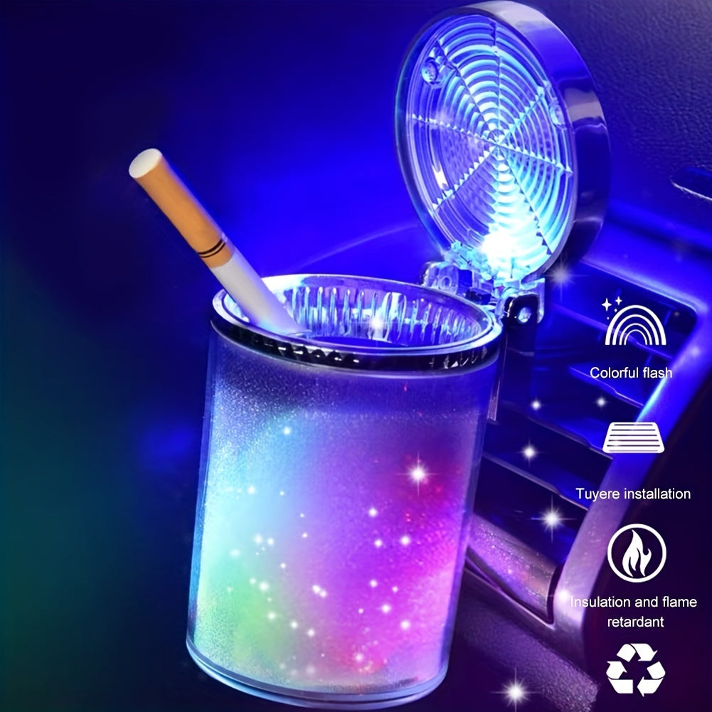 Car Ashtray Mini Trash Can with LED Light for Car Cup Holder Office Travel