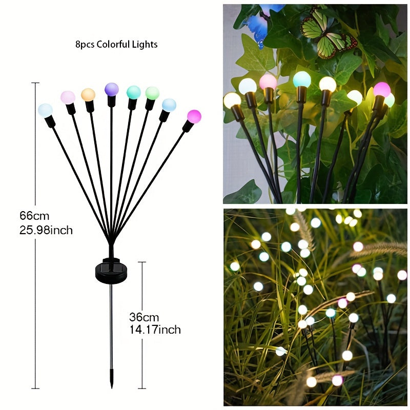 6/8/10 Solar Lawn Lamps Wind-Driven LED Firefly Garden Decor