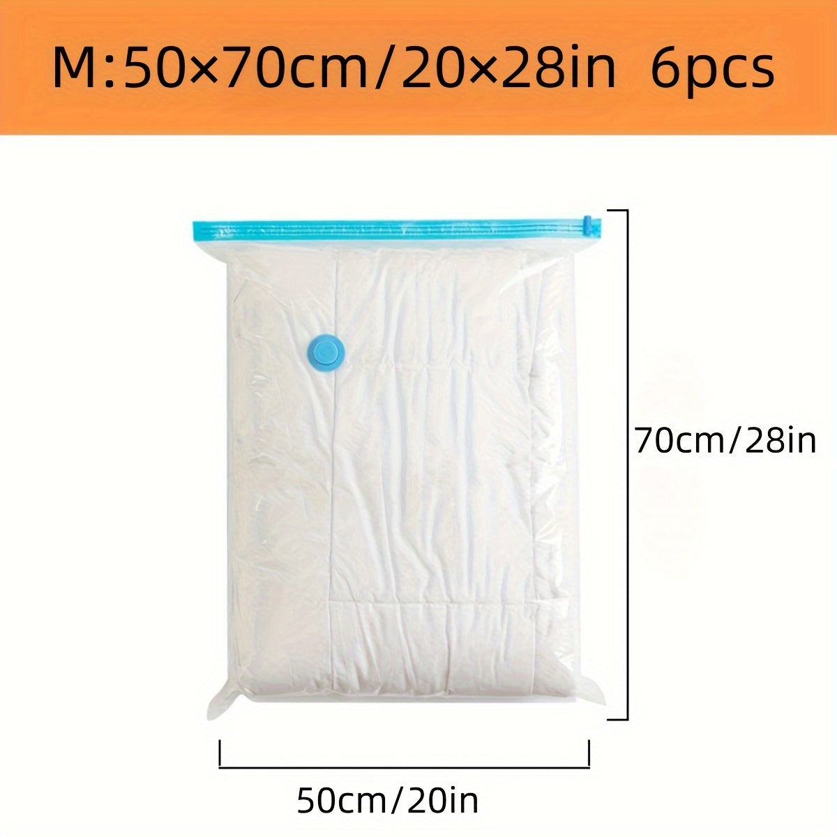 Pack of 6 Vacuum-Sealed Storage Bags 50.8x71.12 cm Compression Plastic for Clothes Bedding