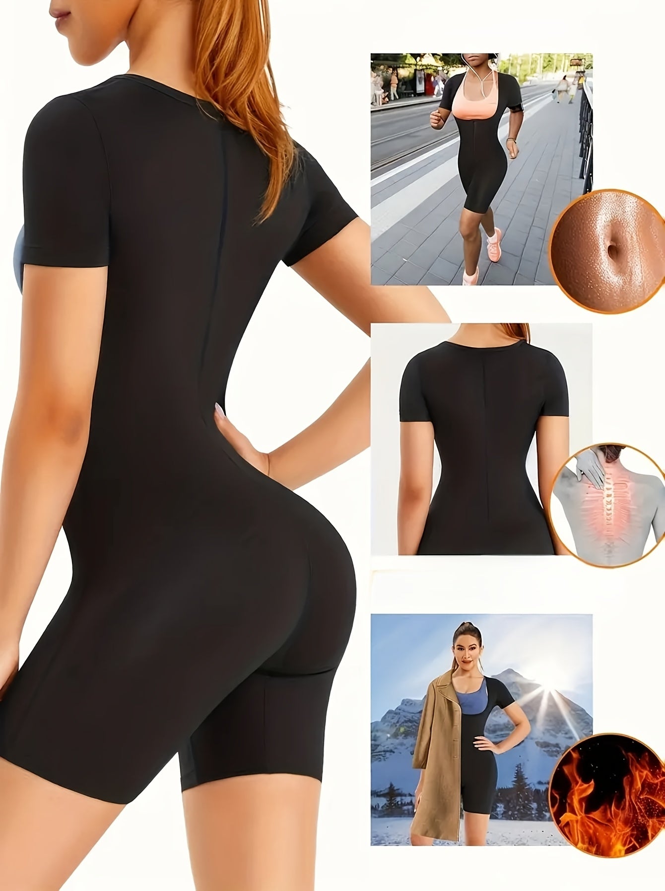 Women's Athletic Bodysuit for Shaping Sweat-Inducing Fitness Moisture-Wicking