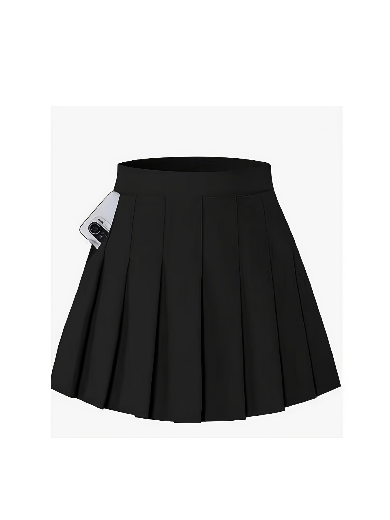 Teen Pleated Polyester Skirt with Pocket for School Sports and Outdoor Activities