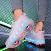 Kids' Low Top Roller Skating Shoes with USB Charging Glowing Effect Breathable Lightweight