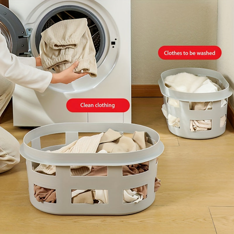 Large Capacity Plastic Laundry Basket with Multiple Compartments for Clothes and Toys