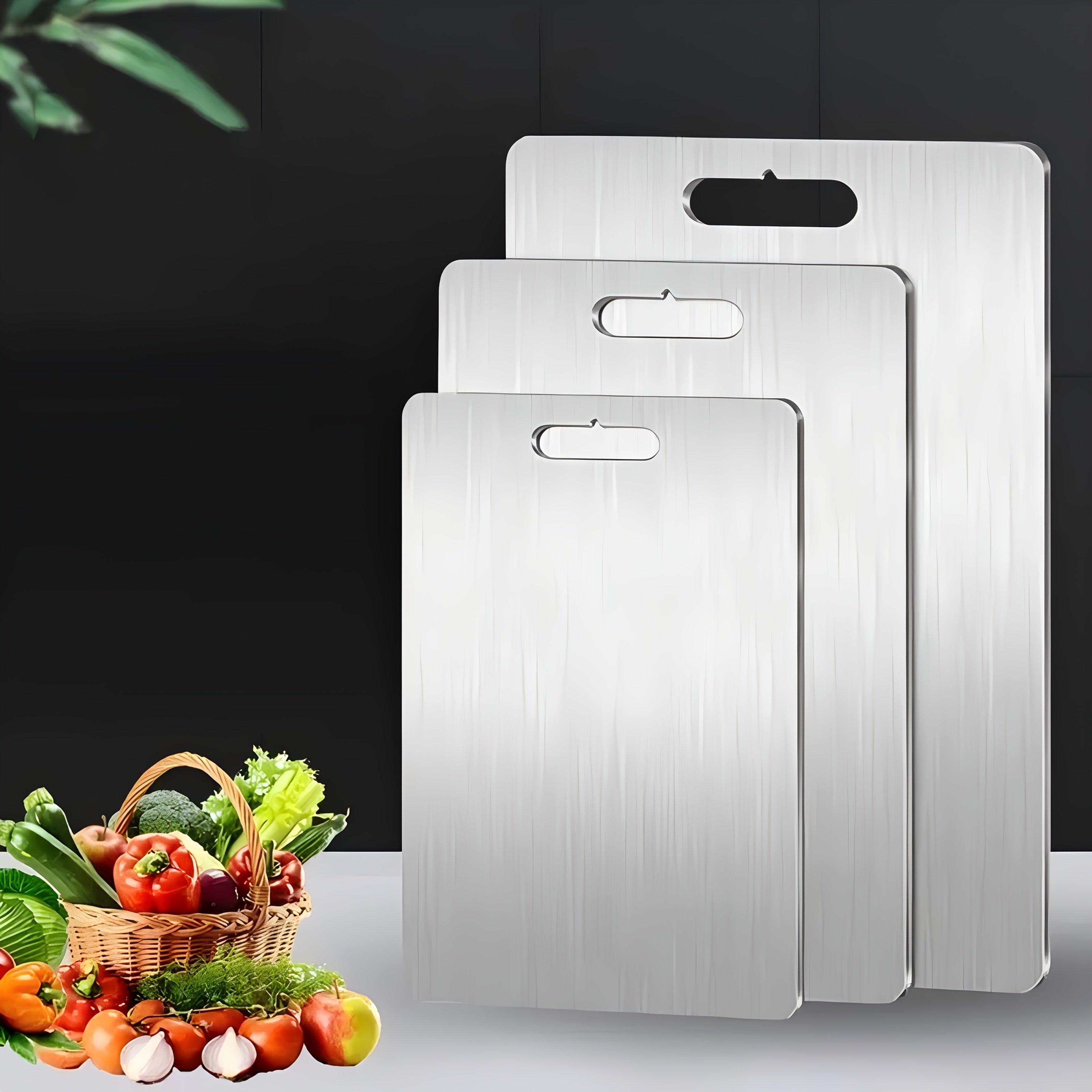 Stainless Steel Chopping Block with Handle Kitchen Food-Safe Cutting Surface