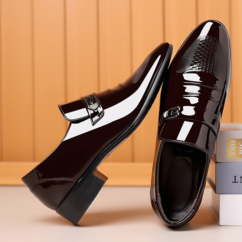 Zapatos de vestir casual para hombre negros sin cordones con punta afilada y suela de goma